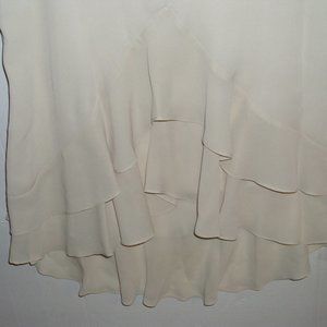 Ivory Sheer Lightweight Chiffon Asymmetrical Ruffle Skirt Size: US 4 (S)